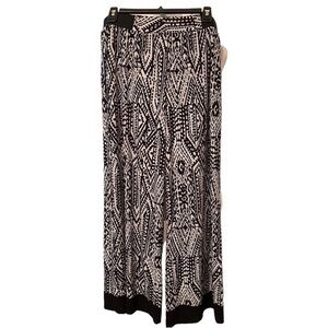 The Geo Palazzo Pant in Black and White flowy pants by Ruby Road Size PL